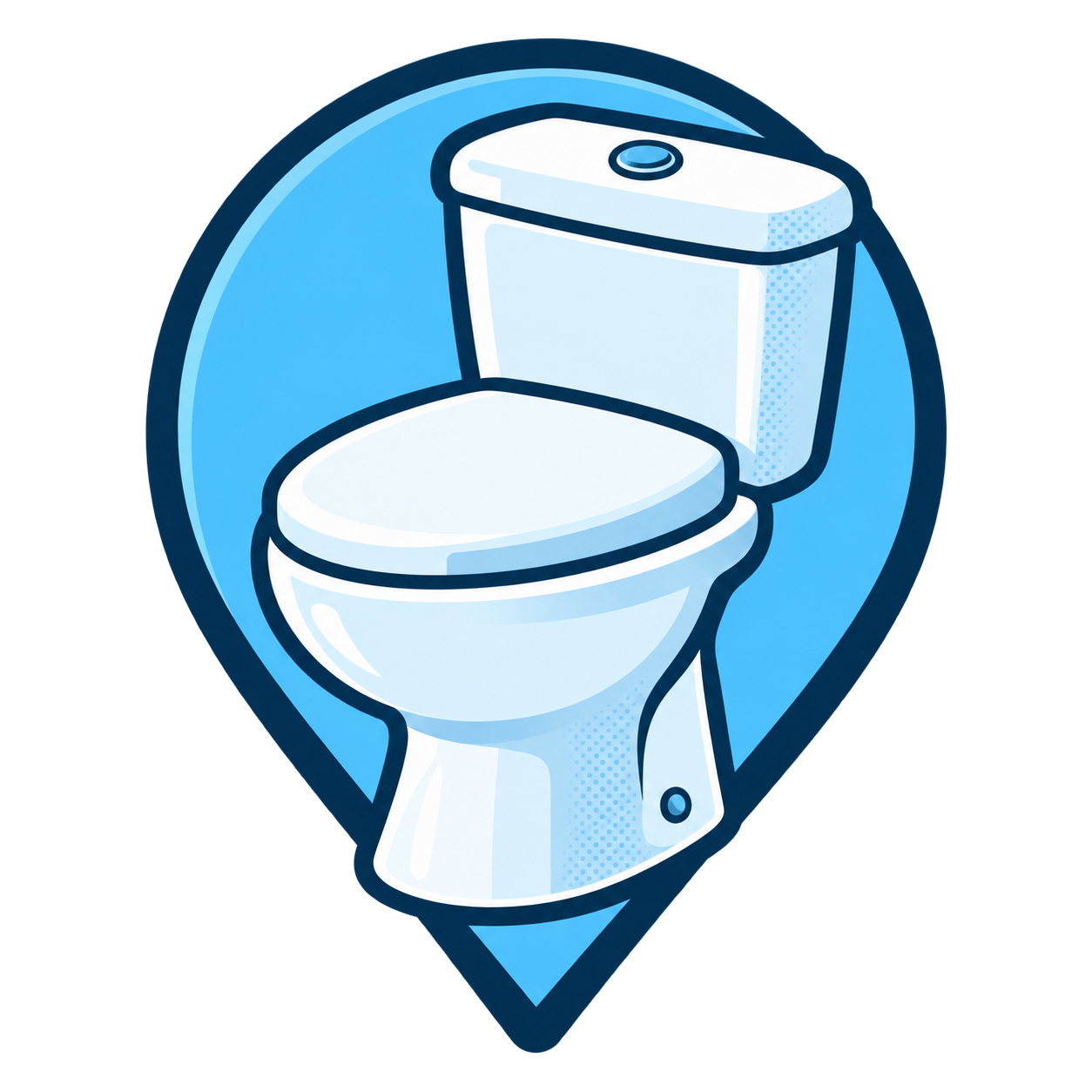 Klo Finder: Toilette in einem blauen Standort-Pin